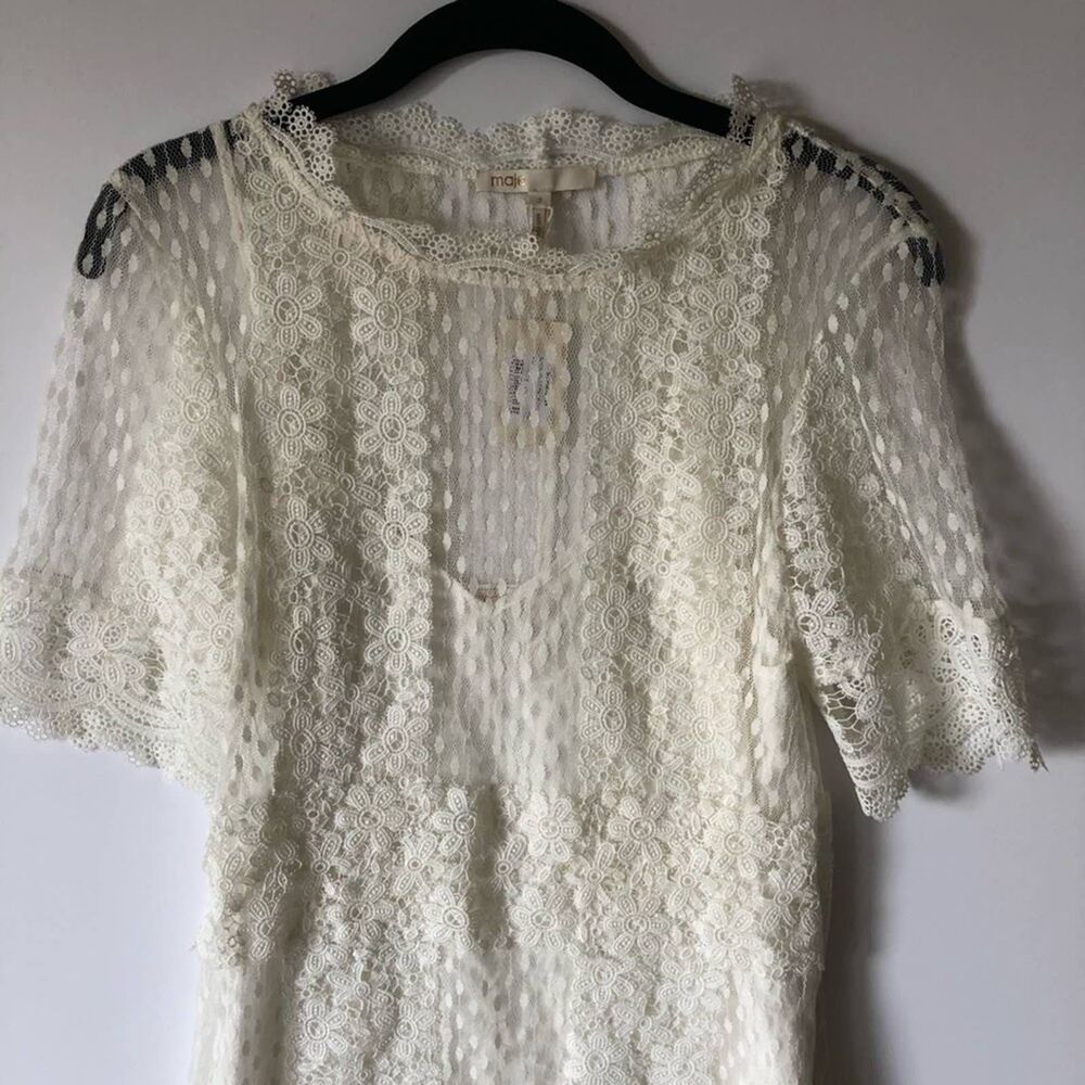 NEW Maje Revanta Ivory Lace Mini Dress 2 - Picture 3 of 12